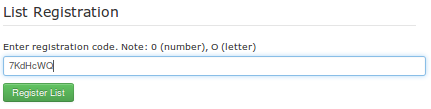 List registration